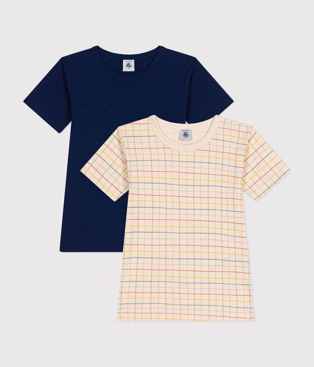 Juego de 2 camisetas infantiles de algod&oacute;n de manga corta multicolor