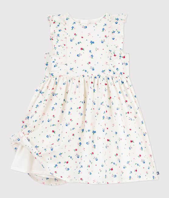 Vestido infantil sin mangas de algodón con estampado de flores blanco MARSHMALLOW/blanco MULTICO
