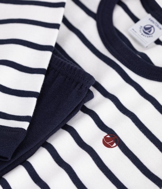 Pijama de algod&oacute;n a rayas para ni&ntilde;o blanco/azul