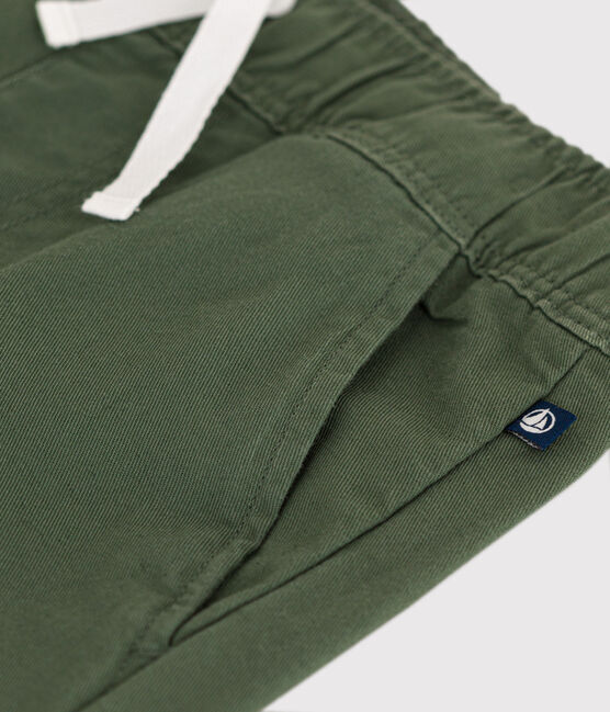 Pantalón de tela de algodón para niño verde CROCO