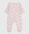 Pijama de terciopelo con estampado de flores para bebé blanco MARSHMALLOW/blanco MULTICO