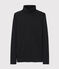 Camiseta de cuello alto emblemática de algodón de mujer negro NOIR