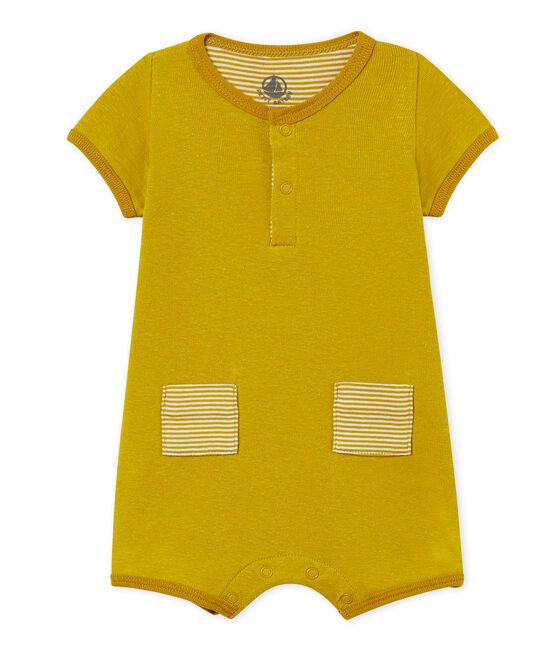 Mono corto de algodón/lino para bebé niño verde BAMBOO