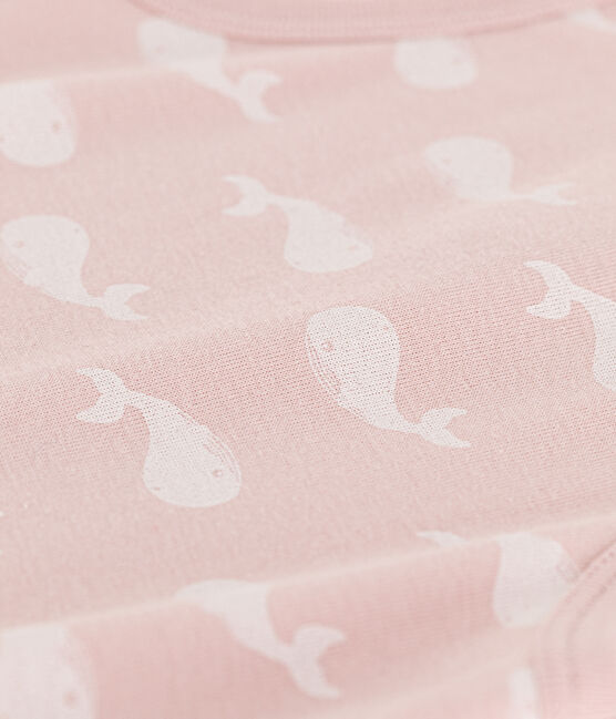 Mono corto de algodón con ballenas rosas para bebé SALINE/ MARSHMALLOW