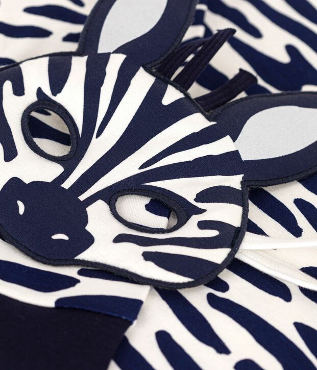 Pijama disfraz infantil de algod&oacute;n con estampado de cebra azul/azul