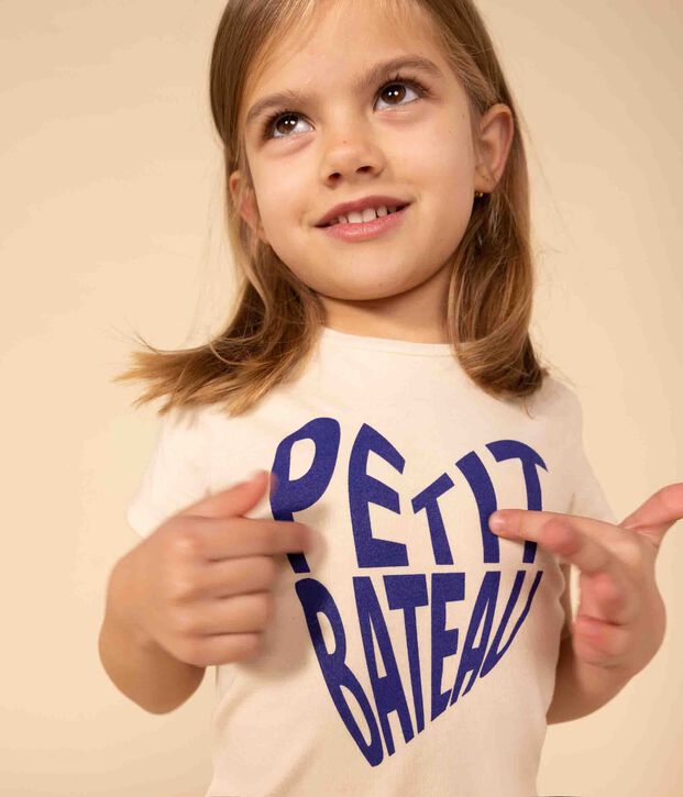 Camiseta de algod&oacute;n de manga corta para ni&ntilde;a crudo