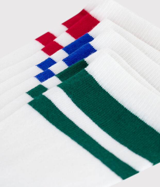 3 pares de calcetines infantiles lisos de algod&oacute;n multicolor