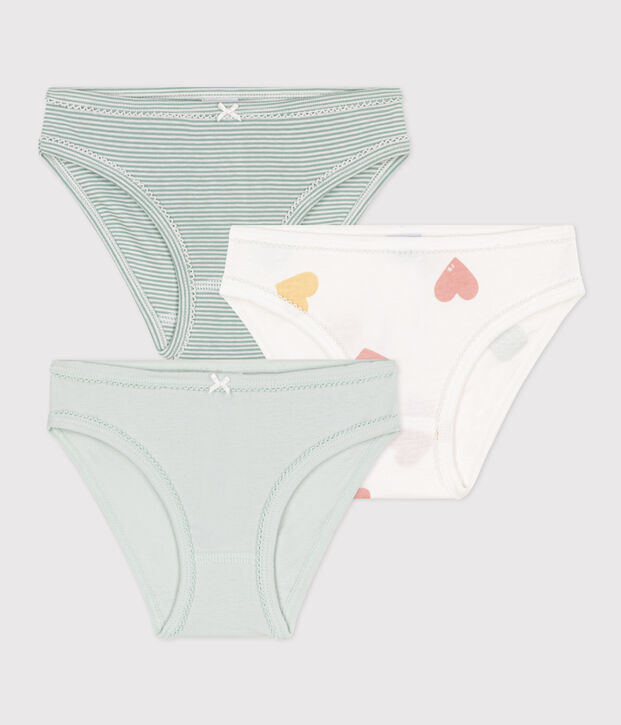Juego de 3 braguitas de algod&oacute;n con coraz&oacute;n para ni&ntilde;a multicolor