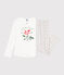 Pijama de algodón infantil con estampado de flores blanco MARSHMALLOW/blanco MULTICO