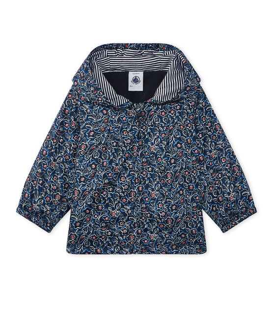 Chaqueta con capucha bebé niña estampada azul SMOKING/blanco MULTICO