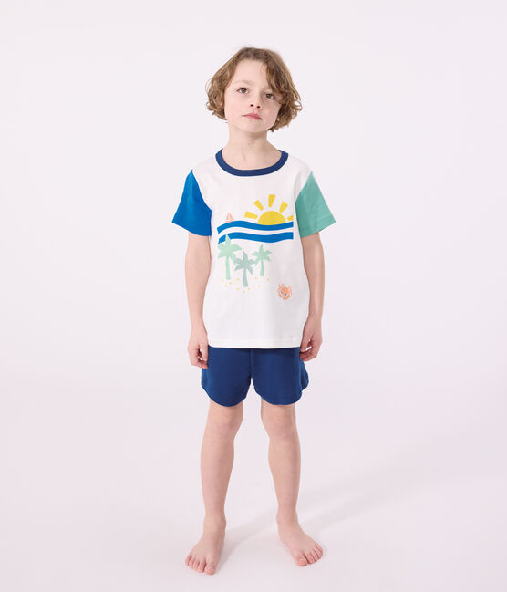 Pijama corto infantil de algodón blanco MARSHMALLOW/blanco MULTICO