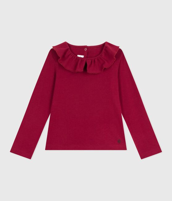 Camiseta infantil lisa de algodón de manga larga AMARANTE