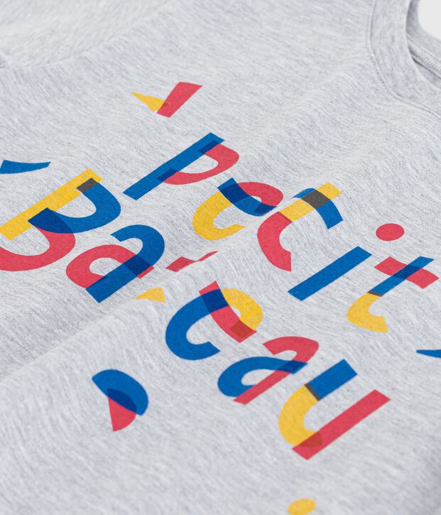 Camiseta infantil estampada de manga corta gris