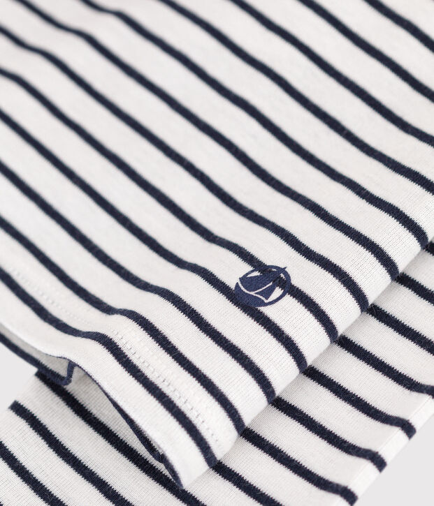 Camiseta L'ICONIQUE de algod&oacute;n con cuello vuelto para mujer blanco/azul