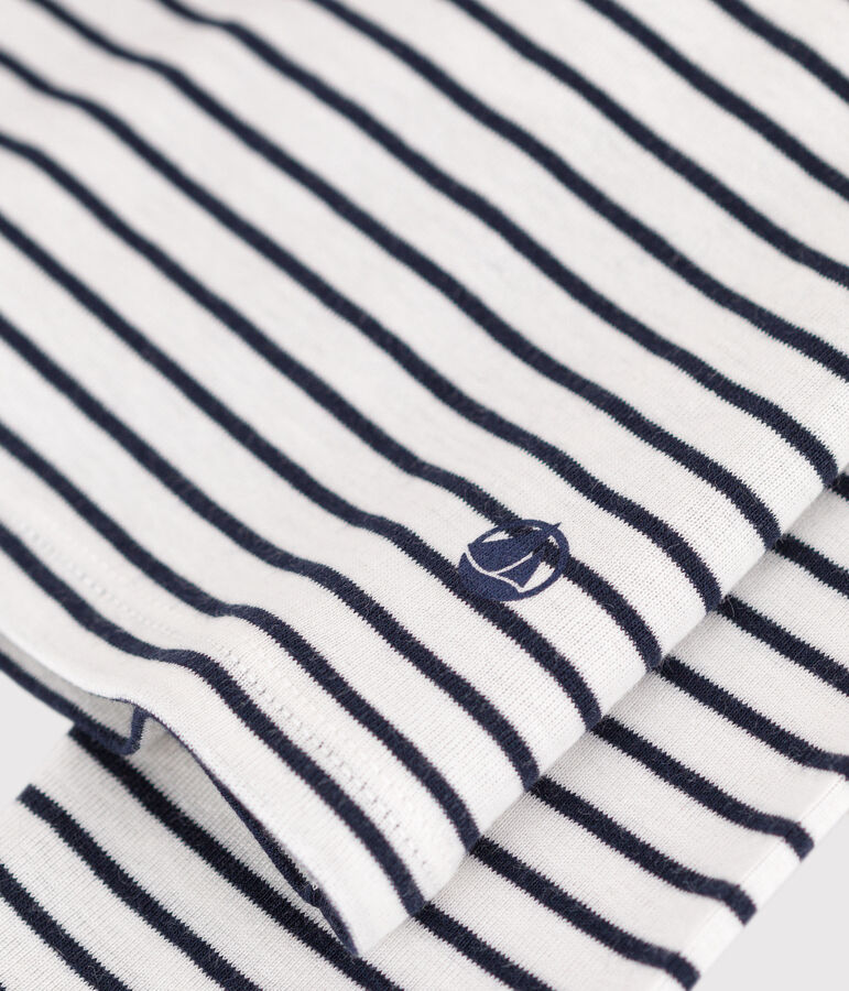 Camiseta L'ICONIQUE de algod&oacute;n con cuello vuelto para mujer blanco MARSHMALLOW/azul SMOKING