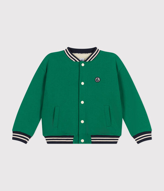 Chaqueta teddy de felpa y borreguito para niño verde JARDIN
