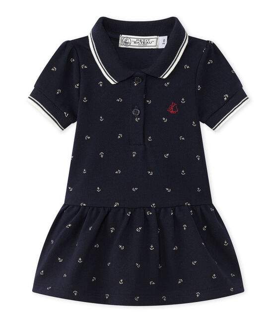 Vestido para niña de manga corta azul SMOKING/blanco FETA