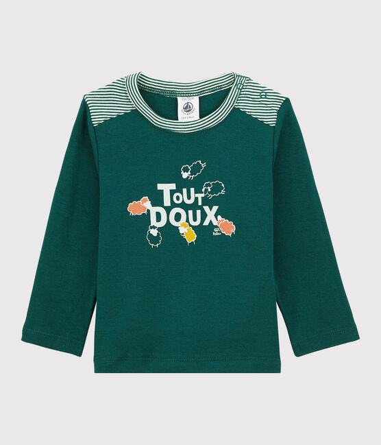 Camiseta de algodón de bebé. verde PINEDE