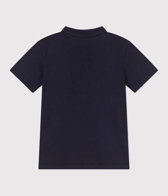 Polo infantil de algodón liso de manga corta azul SMOKING