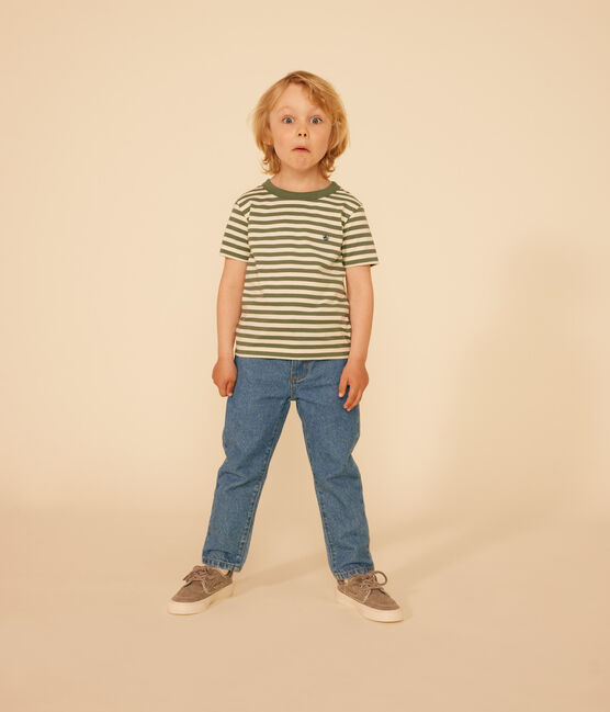 Camiseta a rayas de jersey ligero para niño verde CROCO/ AVALANCHE