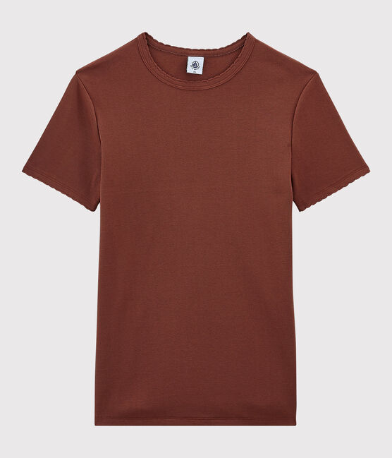Camiseta de cuello redondo emblemática de algodón de mujer naranja MADRAS