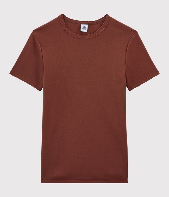 Camiseta de cuello redondo emblemática de algodón de mujer naranja MADRAS