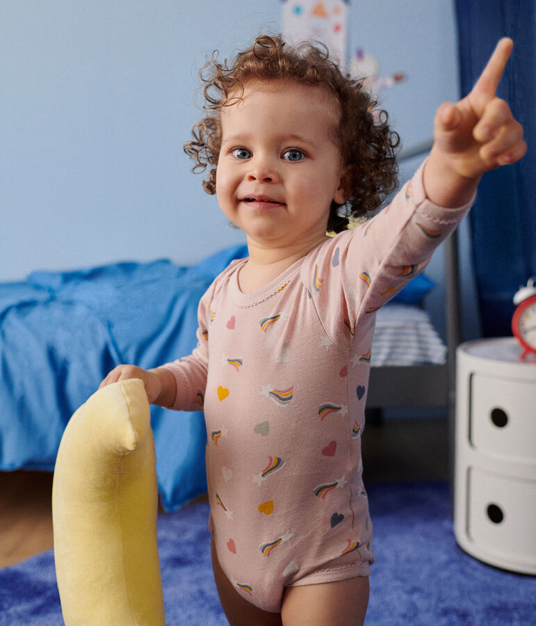 Juego de 5 bodis de algod&oacute;n de manga larga con estampado de estrellas y corazones para beb&eacute; multicolor