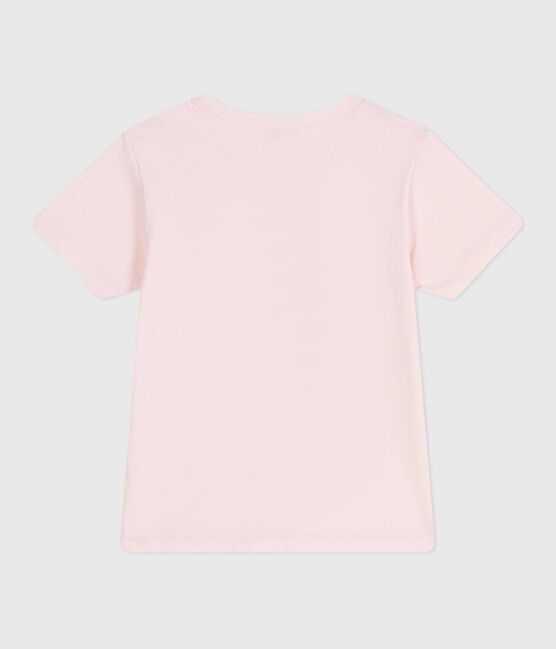 Camiseta infantil de manga corta de algodón con estampado rosa FLEUR