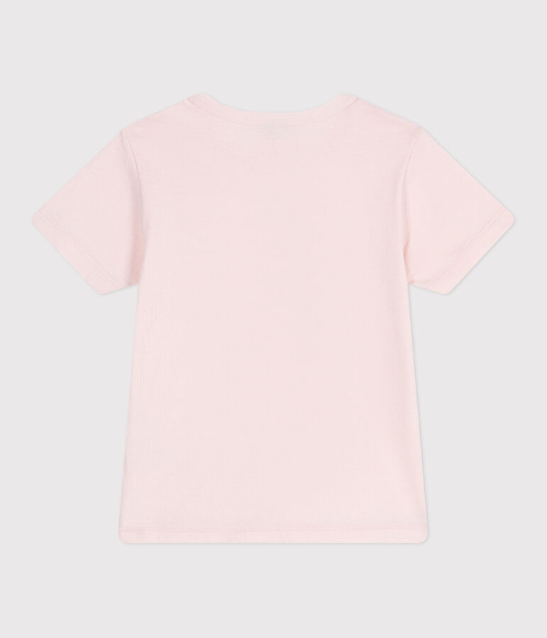 Camiseta infantil de manga corta de algod&oacute;n con estampado rosa