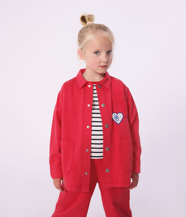 Chaqueta infantil lisa de algod&oacute;n rojo
