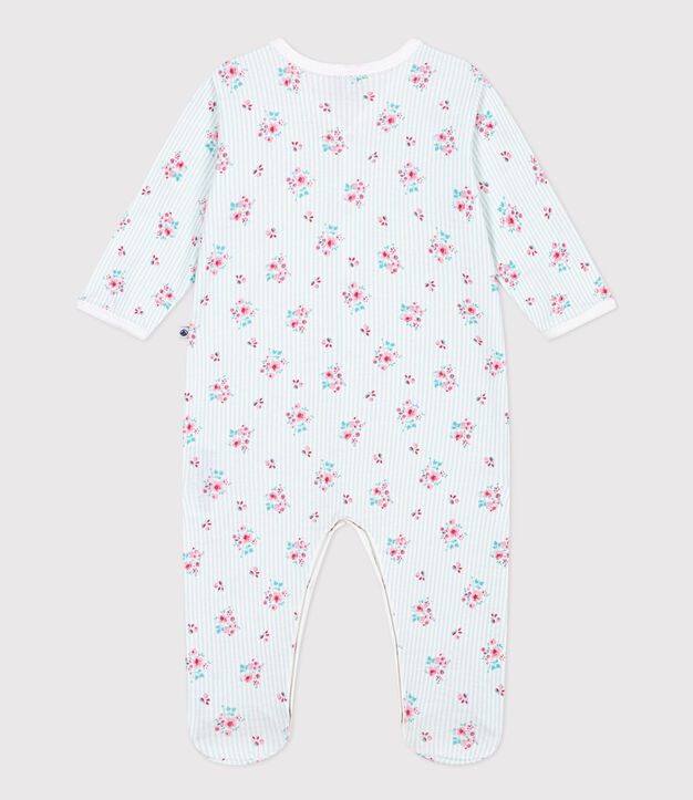 Pijama de algod&oacute;n con estampado floral para beb&eacute; blanco/multicolor