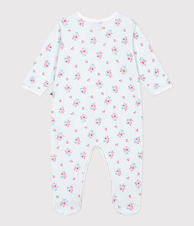 Pijama de algod&oacute;n con estampado floral para beb&eacute; blanco/multicolor