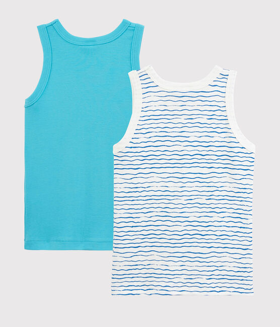 Lote de 2 camisetas de tirantes con estampado de océano azul de niño variante 1