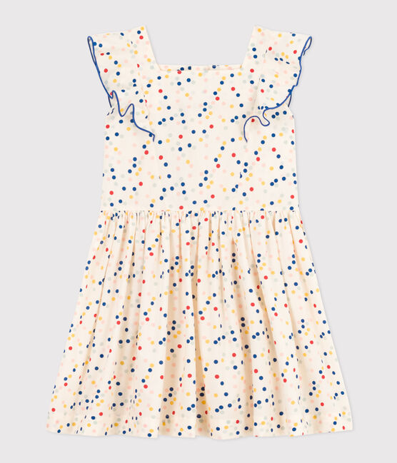 Vestido de lunares de popelina sin mangas para niña blanco MARSHMALLOW/blanco MULTICO