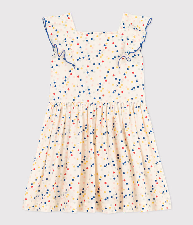 Vestido de lunares de popelina sin mangas para ni&ntilde;a blanco/multicolor