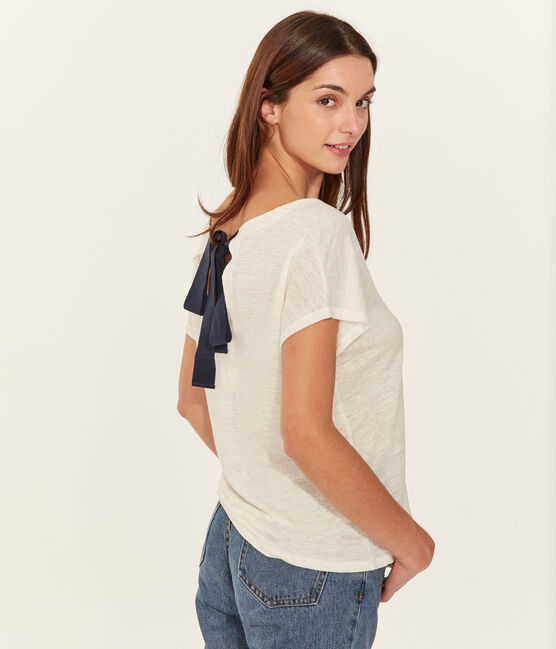 Camiseta de lino para mujer blanco MARSHMALLOW