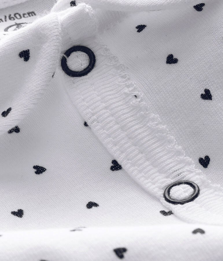 Pijama sin pies con corazones estampados para beb&eacute; ni&ntilde;a blanco/azul