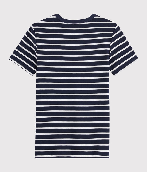 Camiseta ic&oacute;nica con cuello redondo para mujer azul/blanco