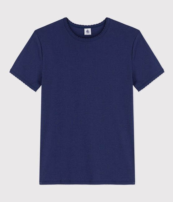 Camiseta L'ICONIQUE de punto «cocotte» de algodón para mujer azul CHALOUPE