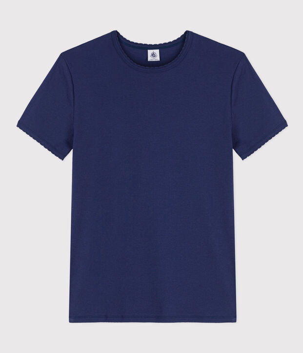 Camiseta L'ICONIQUE de punto cocotte de algod&oacute;n para mujer azul