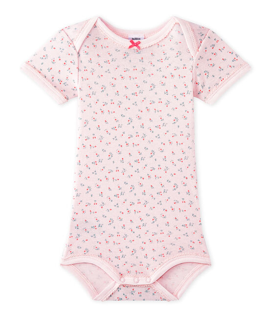 Body de manga corta estampado para bebé niña rosa VIENNE/blanco MULTICO