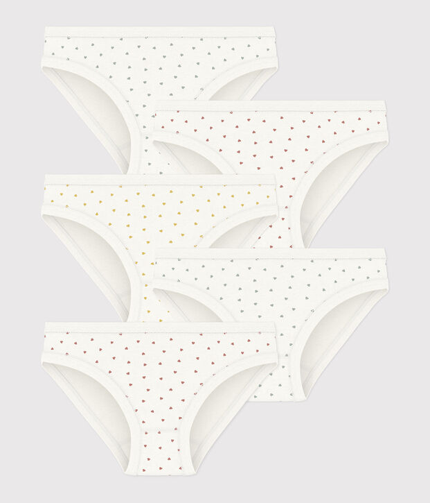 Juego de 5 braguitas de algod&oacute;n con corazoncitos para ni&ntilde;a multicolor