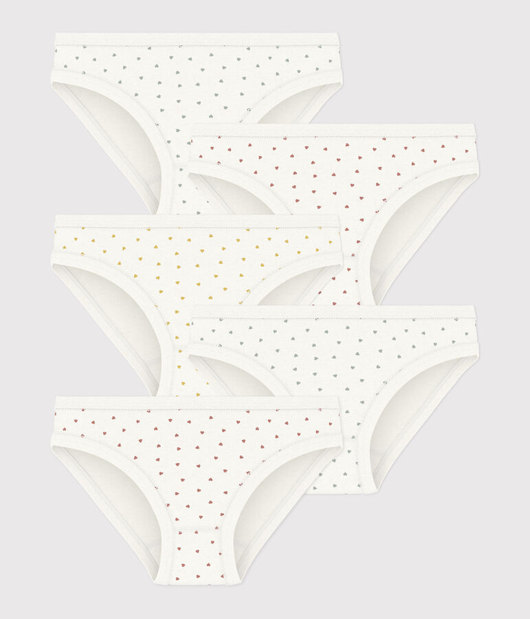 Juego de 5 braguitas de algod&oacute;n con corazoncitos para ni&ntilde;a multicolor