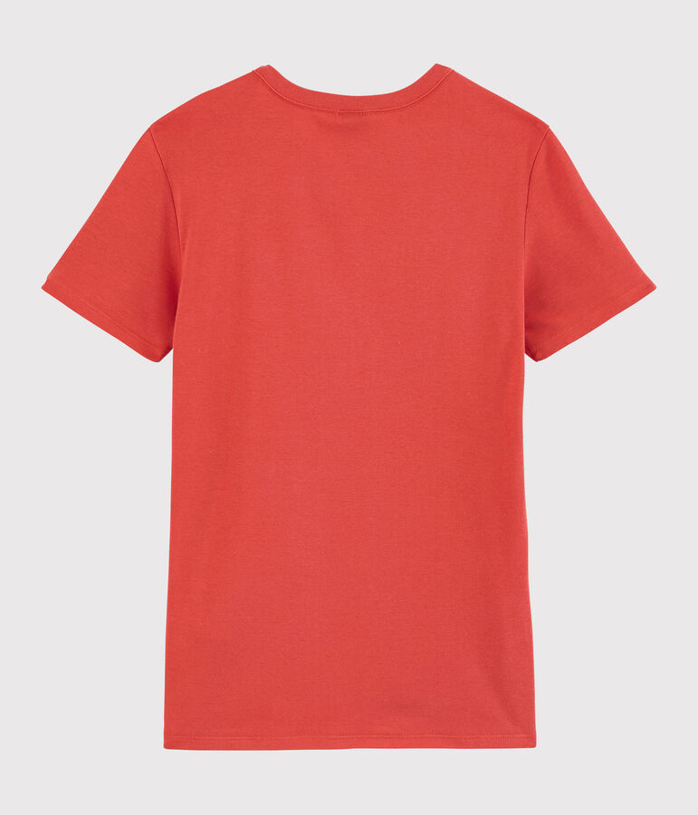 Camiseta de cuello redondo emblem&aacute;tica de algod&oacute;n de mujer naranja