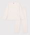 Pyjama femme en coton ajour&eacute; beige/rosa/multicolor