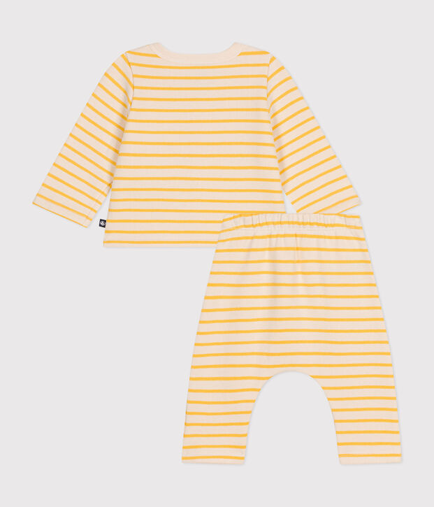 Conjunto de 2 piezas de felpa cepillada para beb&eacute; crudo/amarillo