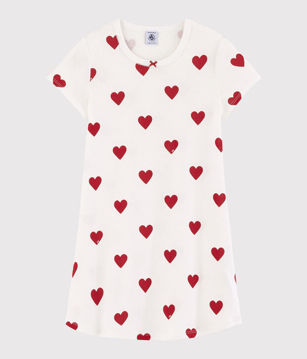Camis&oacute;n con corazones de algod&oacute;n de ni&ntilde;a blanco/rojo