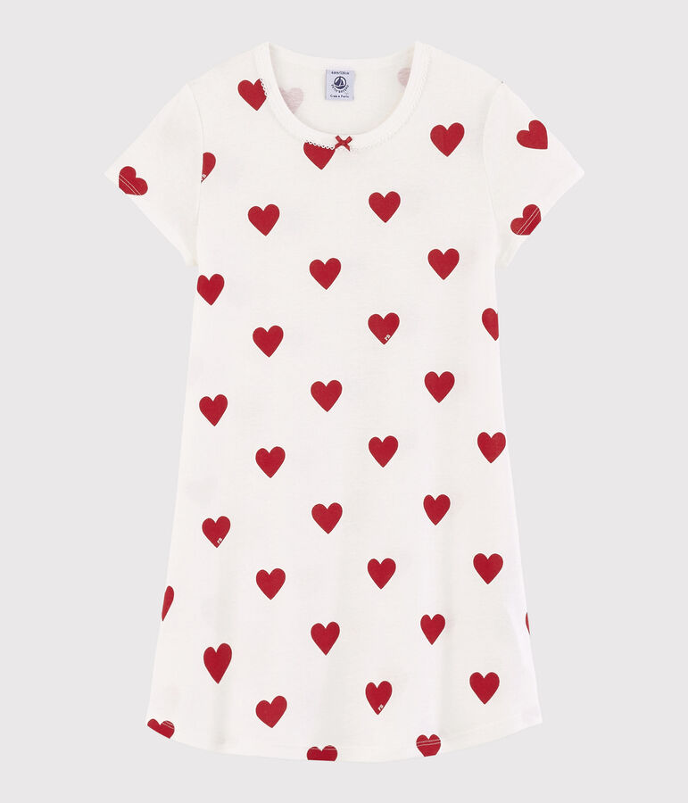 Camis&oacute;n con corazones de algod&oacute;n de ni&ntilde;a blanco/rojo