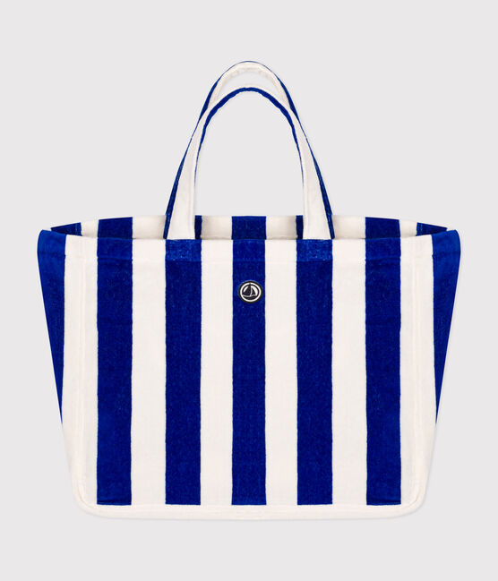 BOLSO DE RIZO BOUCLETTE RAYAS PARA MUJER  azul SURF/blanco MARSHMALLOW