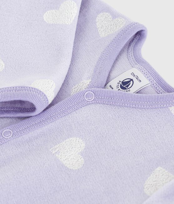 Pijama de terciopelo con estampado de corazones para bebé blanco SQUAW/ MARSHMALLOW